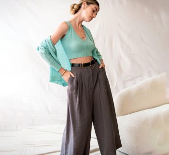 cardigan, wide leg pant
